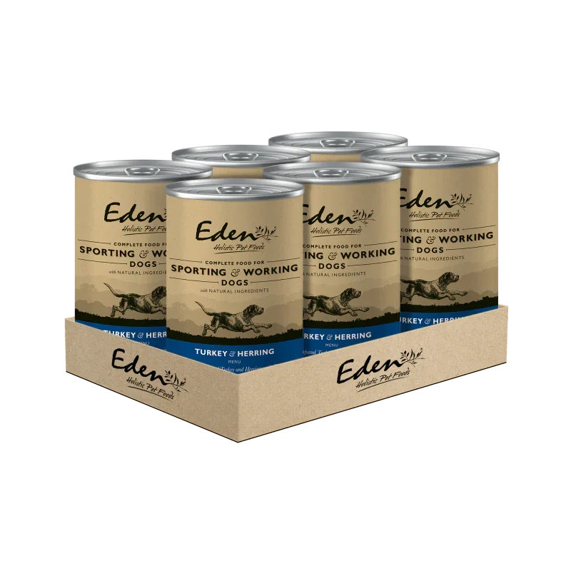 Eden Wet Food for Sporting & Working Dogs: Turkey and Herring 6x400G - Eden Holistic Pet Foods