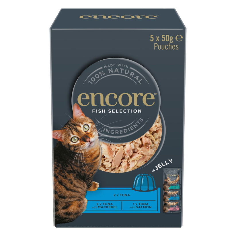 Encore Adult Wet Cat Food Pouch Fish Selection in Jelly 5x50g