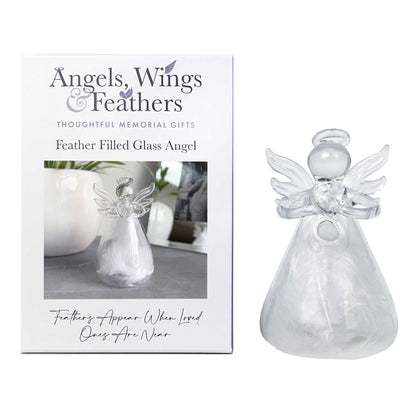 Feather Filled Glass Angel Ornament | Bereavement & Memorial