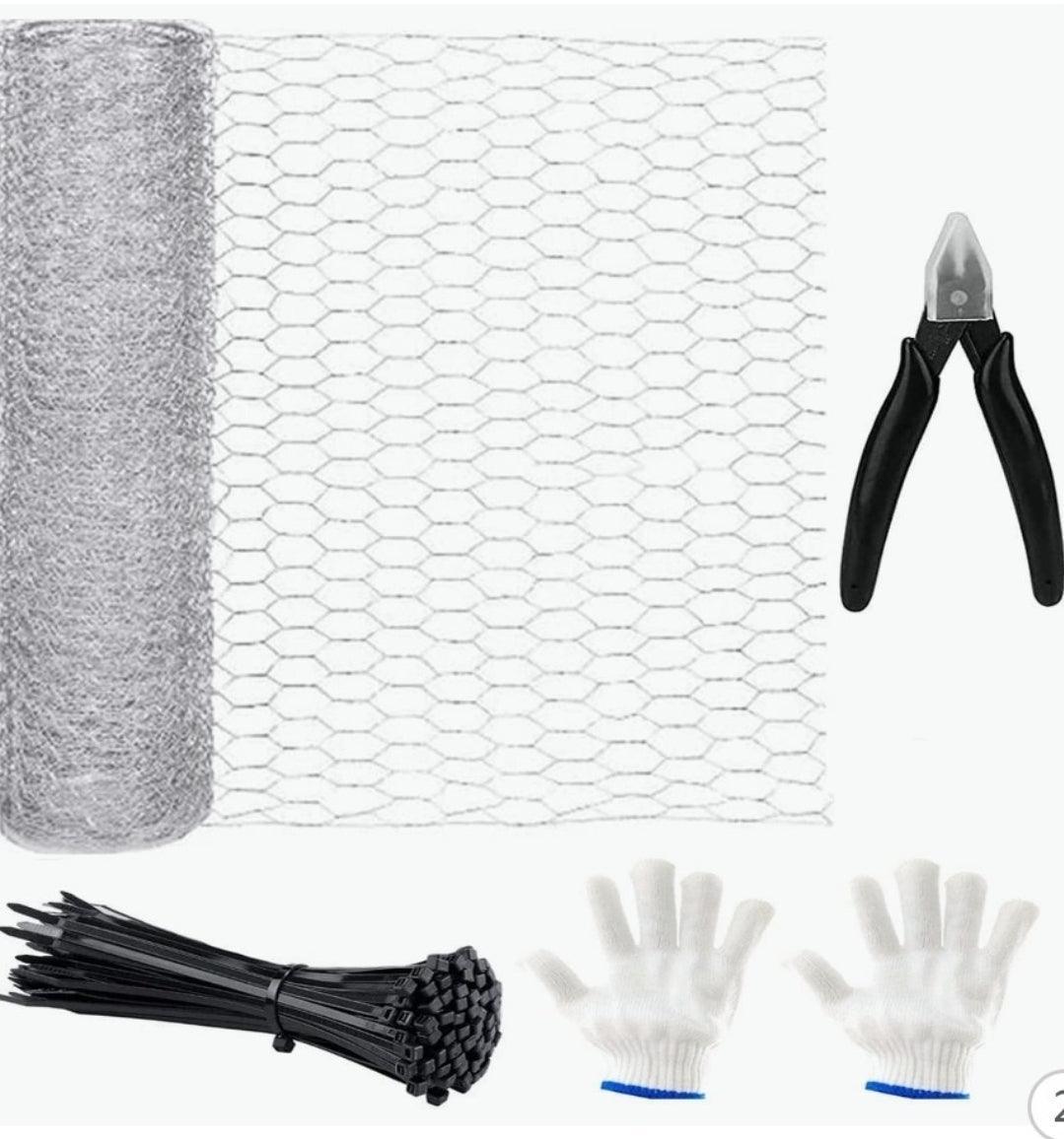 Chicken Wire 35CMx10M/13.8x394 inch 20 Gauge Galvanized Wire Mesh Roll Poultry Animal Fence Net with FREE Pliers and Zip Ties - North East Pet Shop Dog Shack UK